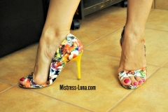 Multicolor high heels.